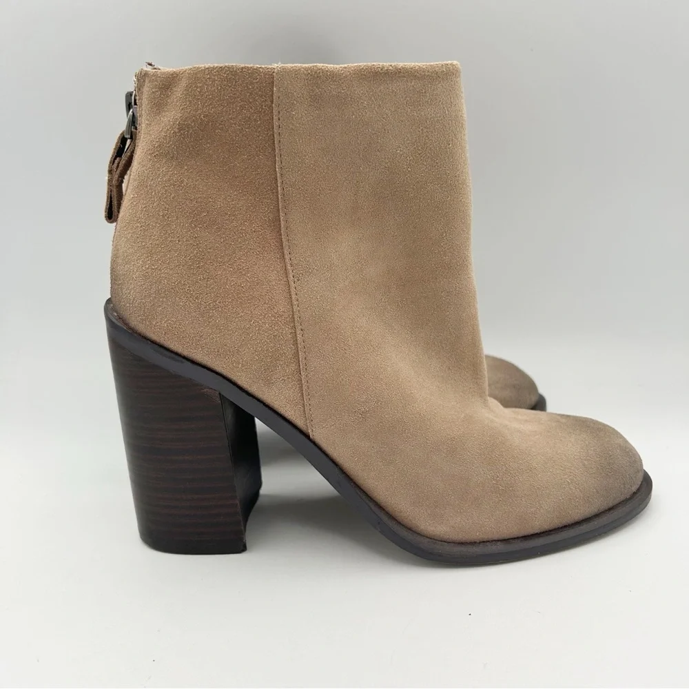 Kelsi Dagger‎ Brooklyn Huron Latte Suede Booties Chunky Heel 7.5